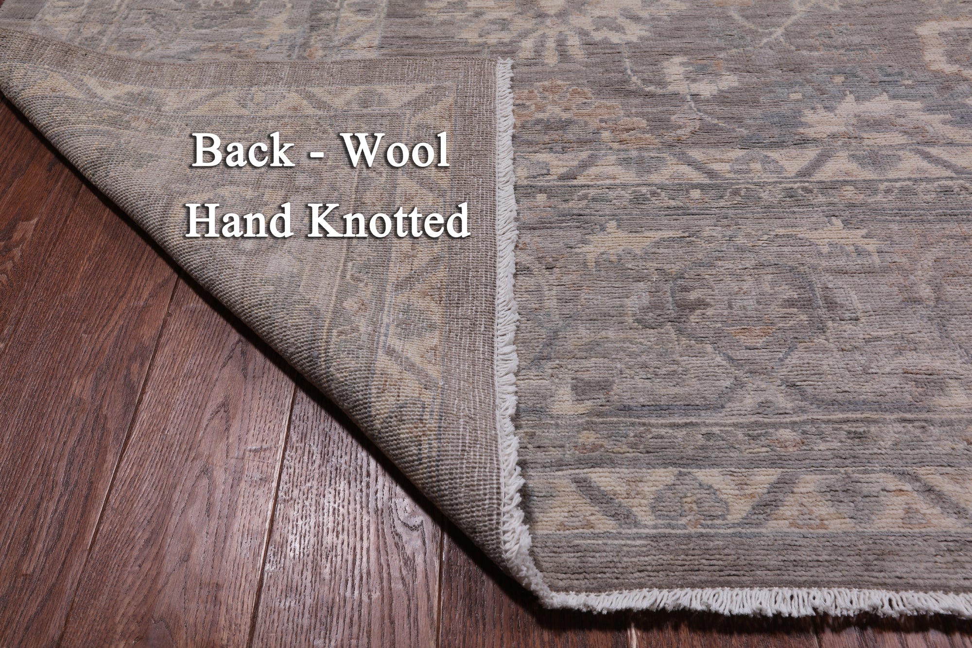 Grey Peshawar Washed Out Handmade Wool Rug - 8' 11" X 11' 11"