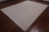 Ivory Peshawar Washed Out Handmade Wool Rug - 8' 11" X 11' 7"