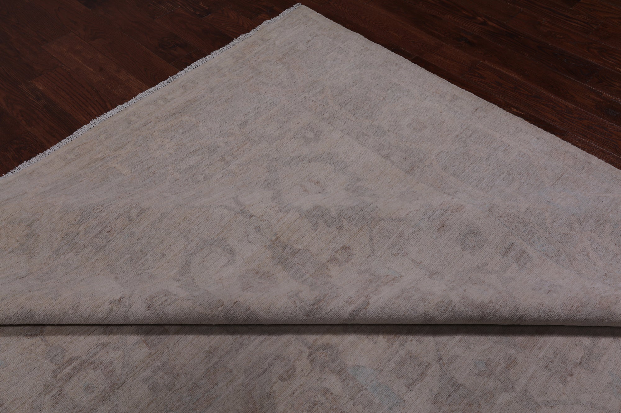 Ivory Peshawar Washed Out Handmade Wool Rug - 8' 11" X 11' 7"
