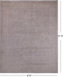 Grey Persian Heriz Serapi Washed Out Hand Knotted Wool Rug - 8' 9" X 11' 3"
