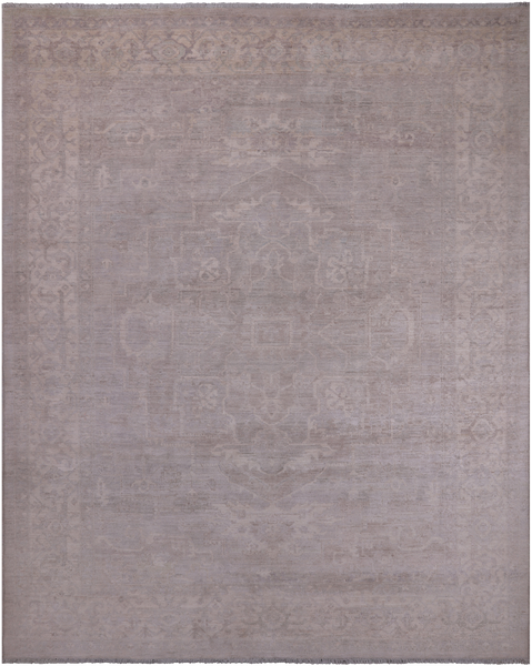 Grey Persian Heriz Serapi Washed Out Hand Knotted Wool Rug - 8' 9" X 11' 3"
