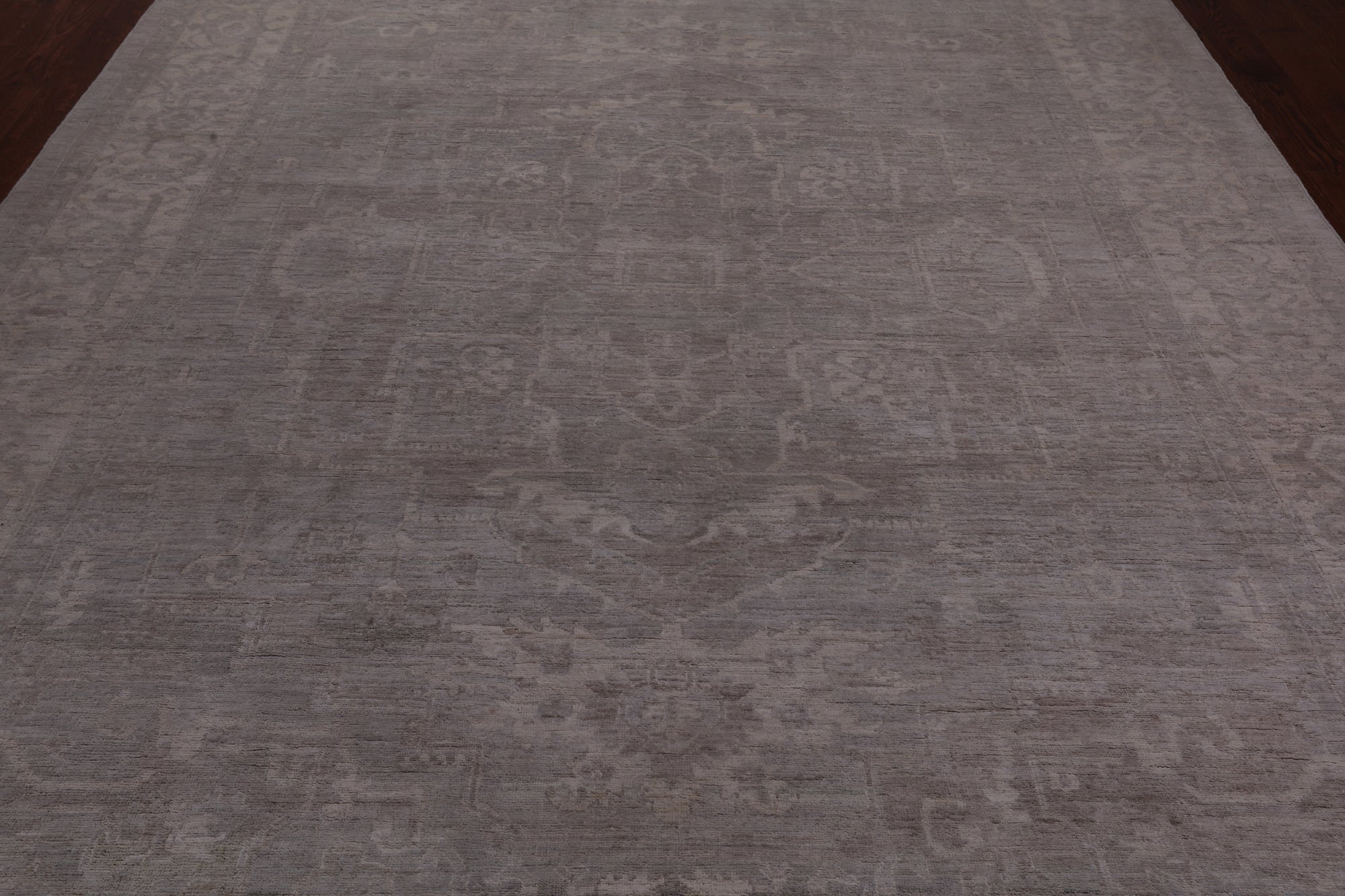 Grey Persian Heriz Serapi Washed Out Hand Knotted Wool Rug - 8' 9" X 11' 3"