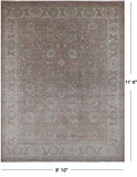 Brown Peshawar Washed Out Handmade Wool Rug - 8' 10" X 11' 6"