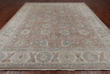 Brown Peshawar Washed Out Handmade Wool Rug - 8' 10" X 11' 6"