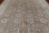Brown Peshawar Washed Out Handmade Wool Rug - 8' 10" X 11' 6"