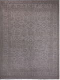 Ivory Peshawar Washed Out Hand Knotted Wool Rug - 8' 8" X 11' 10"