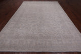 Ivory Peshawar Washed Out Hand Knotted Wool Rug - 8' 8" X 11' 10"