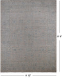 Silver Peshawar Washed Out Hand-Knotted Wool Rug - 8' 10" X 11' 8"