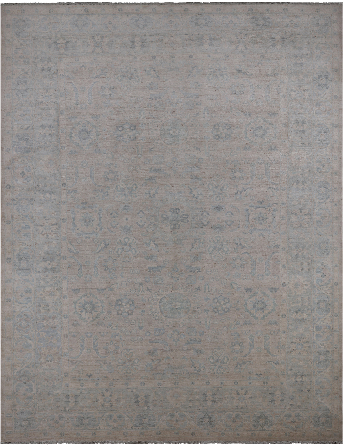 Silver Peshawar Washed Out Hand-Knotted Wool Rug - 8' 10" X 11' 8"