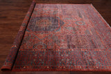 Rust Geometric Persian Mamluk Handmade Wool Rug - 8' 11" X 11' 9"