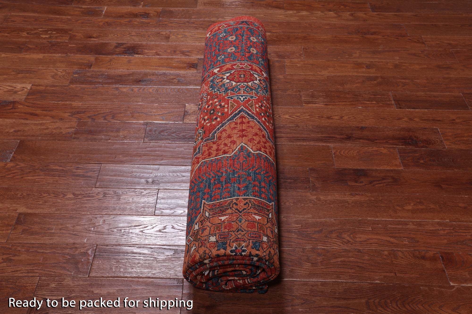 Rust Geometric Persian Mamluk Handmade Wool Rug - 8' 11" X 11' 9"