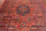 Rust Geometric Persian Mamluk Handmade Wool Rug - 8' 11" X 11' 9"