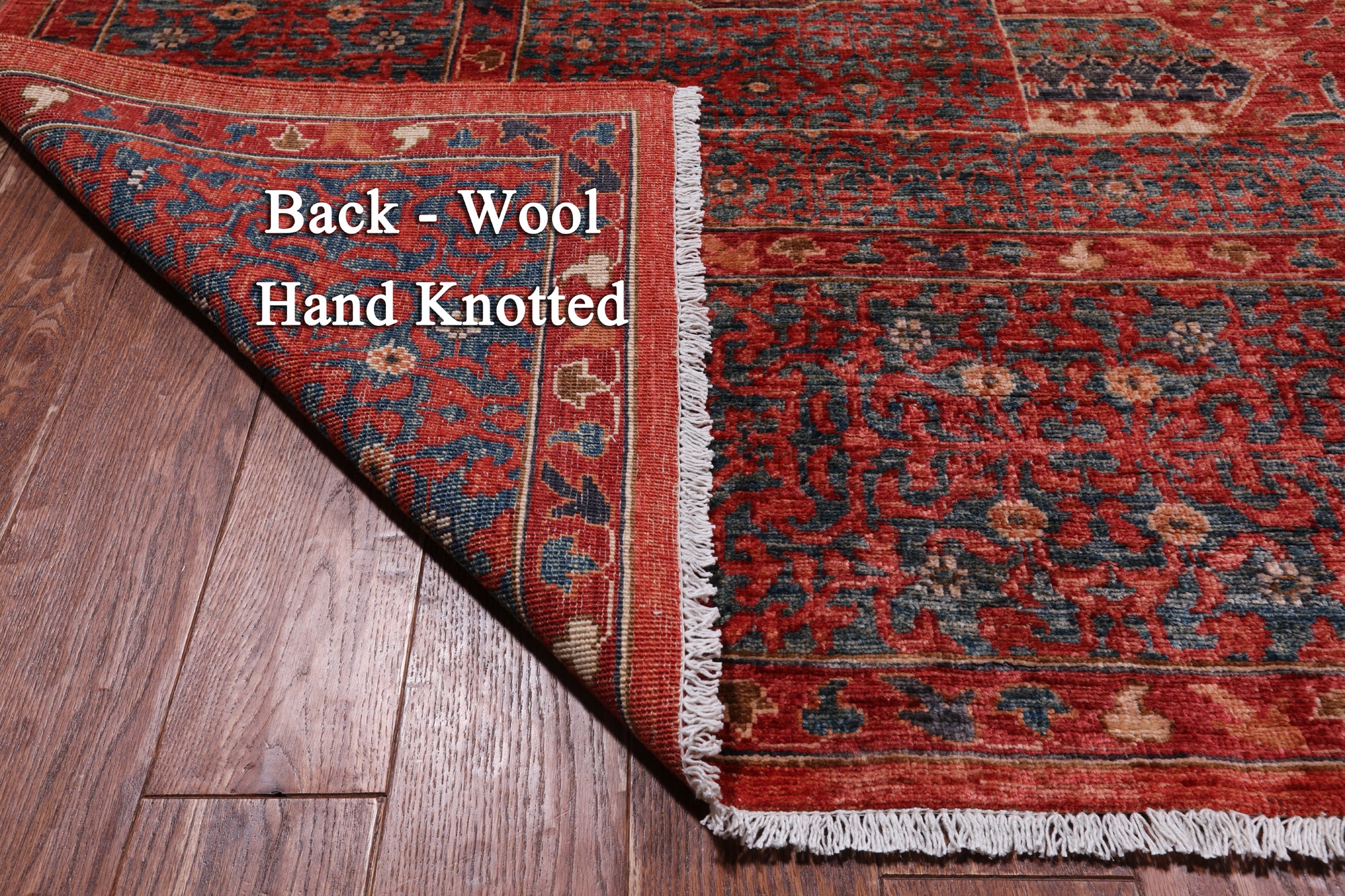 Rust Geometric Persian Mamluk Handmade Wool Rug - 8' 11" X 11' 9"