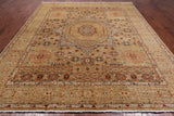 Beige Geometric Persian Mamluk Hand-Knotted Wool Rug - 9' 1" X 11' 8"