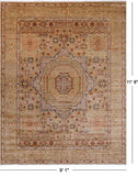 Beige Geometric Persian Mamluk Hand-Knotted Wool Rug - 9' 1" X 11' 8"