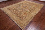 Beige Geometric Persian Mamluk Hand-Knotted Wool Rug - 9' 1" X 11' 8"