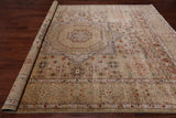 Beige Geometric Persian Mamluk Hand-Knotted Wool Rug - 9' 1" X 11' 8"