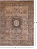 Ivory Geometric Persian Mamluk Handmade Wool Rug - 8' 11" X 12' 3"