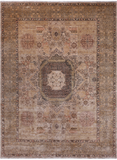 Ivory Geometric Persian Mamluk Handmade Wool Rug - 8' 11" X 12' 3"