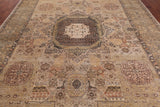 Ivory Geometric Persian Mamluk Handmade Wool Rug - 8' 11" X 12' 3"