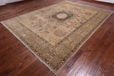 Ivory Geometric Persian Mamluk Handmade Wool Rug - 8' 11" X 12' 3"