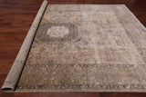 Ivory Geometric Persian Mamluk Handmade Wool Rug - 8' 11" X 12' 3"