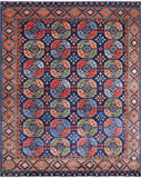 Blue Turkmen Ersari Handmade Wool Rug - 9' 3" X 11' 7"