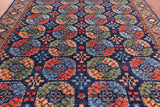 Blue Turkmen Ersari Handmade Wool Rug - 9' 3" X 11' 7"