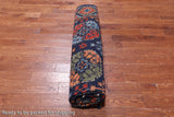 Blue Turkmen Ersari Handmade Wool Rug - 9' 3" X 11' 7"