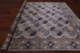 Grey Turkmen Ersari Handmade Wool Rug - 9' 1" X 11' 10"
