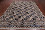 Grey Turkmen Ersari Handmade Wool Rug - 9' 1" X 11' 10"