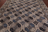 Grey Turkmen Ersari Handmade Wool Rug - 9' 1" X 11' 10"
