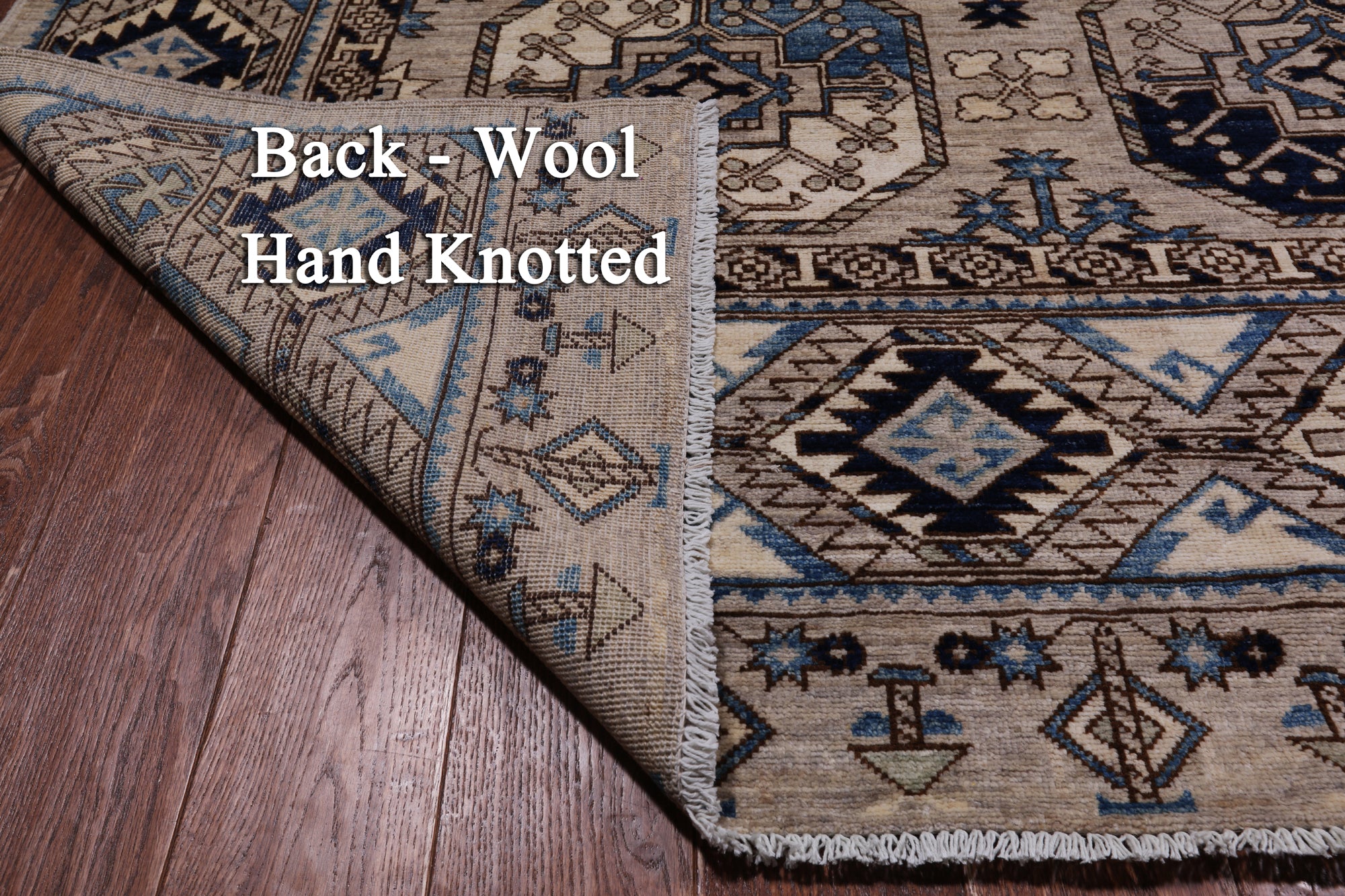 Grey Turkmen Ersari Handmade Wool Rug - 9' 1" X 11' 10"