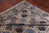 Grey Turkmen Ersari Handmade Wool Rug - 9' 1" X 11' 10"