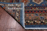 Blue Turkmen Ersari Handmade Wool Rug - 9' 2" X 12' 0"