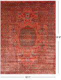 Rust Geometric Persian Mamluk Handmade Wool Rug - 10' 1" X 13' 8"