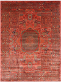 Rust Geometric Persian Mamluk Handmade Wool Rug - 10' 1" X 13' 8"
