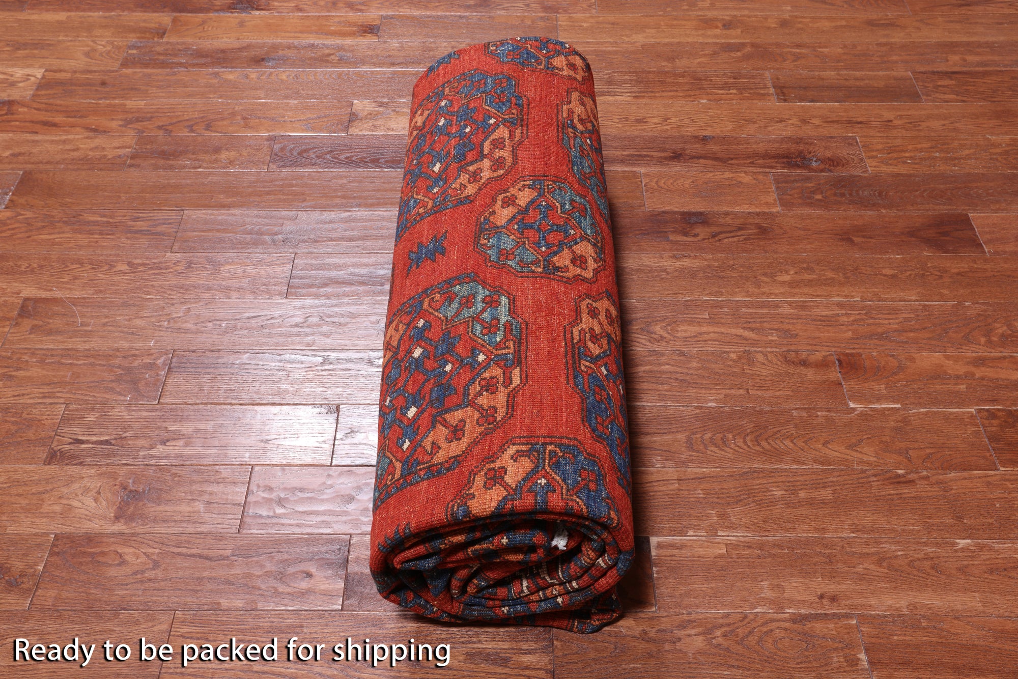 Rust Turkmen Ersari Handmade Wool Rug - 10' 1" X 13' 8"