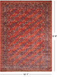 Rust Turkmen Ersari Handmade Wool Rug - 10' 1" X 13' 8"
