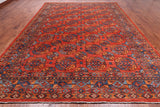 Rust Turkmen Ersari Handmade Wool Rug - 10' 1" X 13' 8"