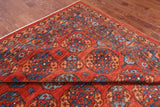 Rust Turkmen Ersari Handmade Wool Rug - 10' 1" X 13' 8"