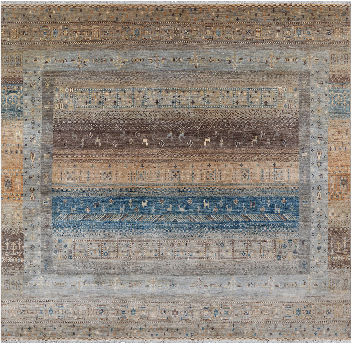 Square Tribal Persian Gabbeh Hand-Knotted Wool Rug - 10' 0" X 10' 0"