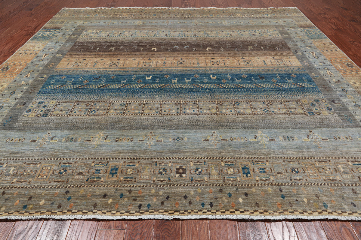 Square Tribal Persian Gabbeh Hand-Knotted Wool Rug - 10' 0" X 10' 0"