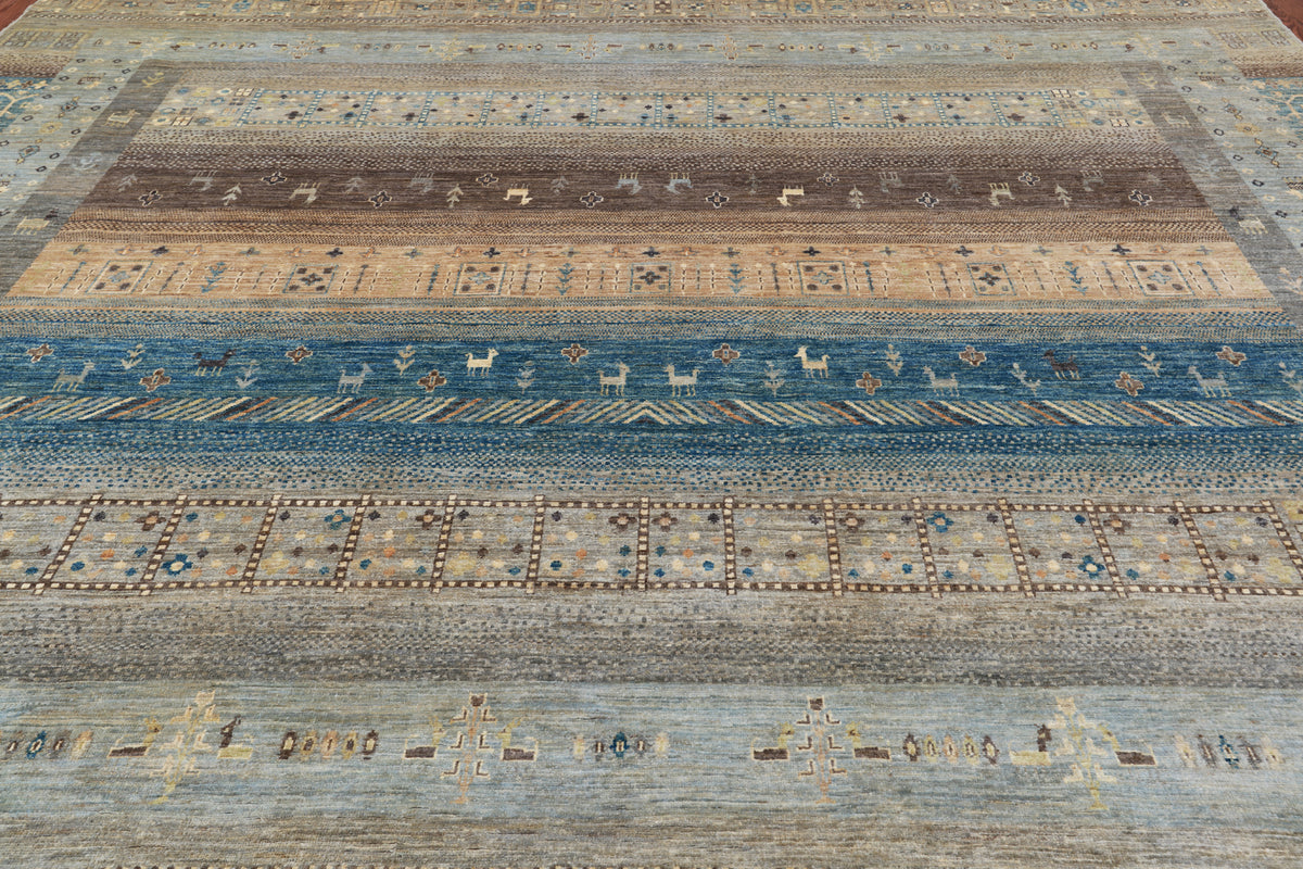 Square Tribal Persian Gabbeh Hand-Knotted Wool Rug - 10' 0" X 10' 0"
