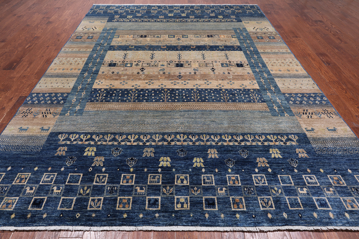 Tribal Persian Gabbeh Hand Knotted Wool Rug - 8' 10" X 11' 9"
