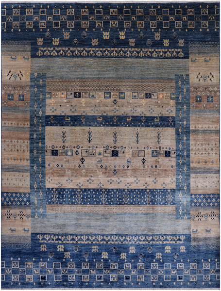 Tribal Persian Gabbeh Hand Knotted Wool Rug - 8' 10" X 11' 9"
