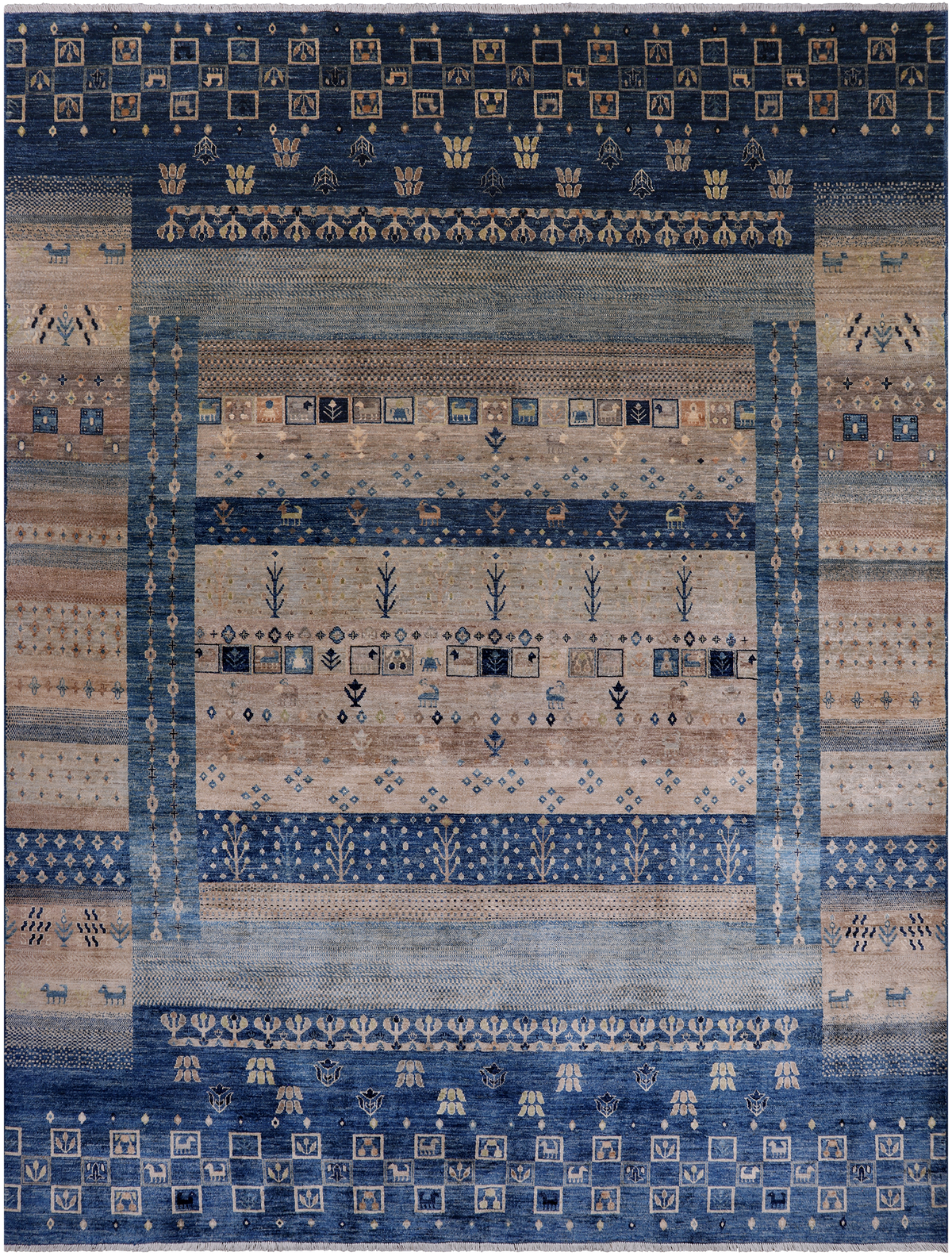 Tribal Persian Gabbeh Hand Knotted Wool Rug - 8' 10" X 11' 9"