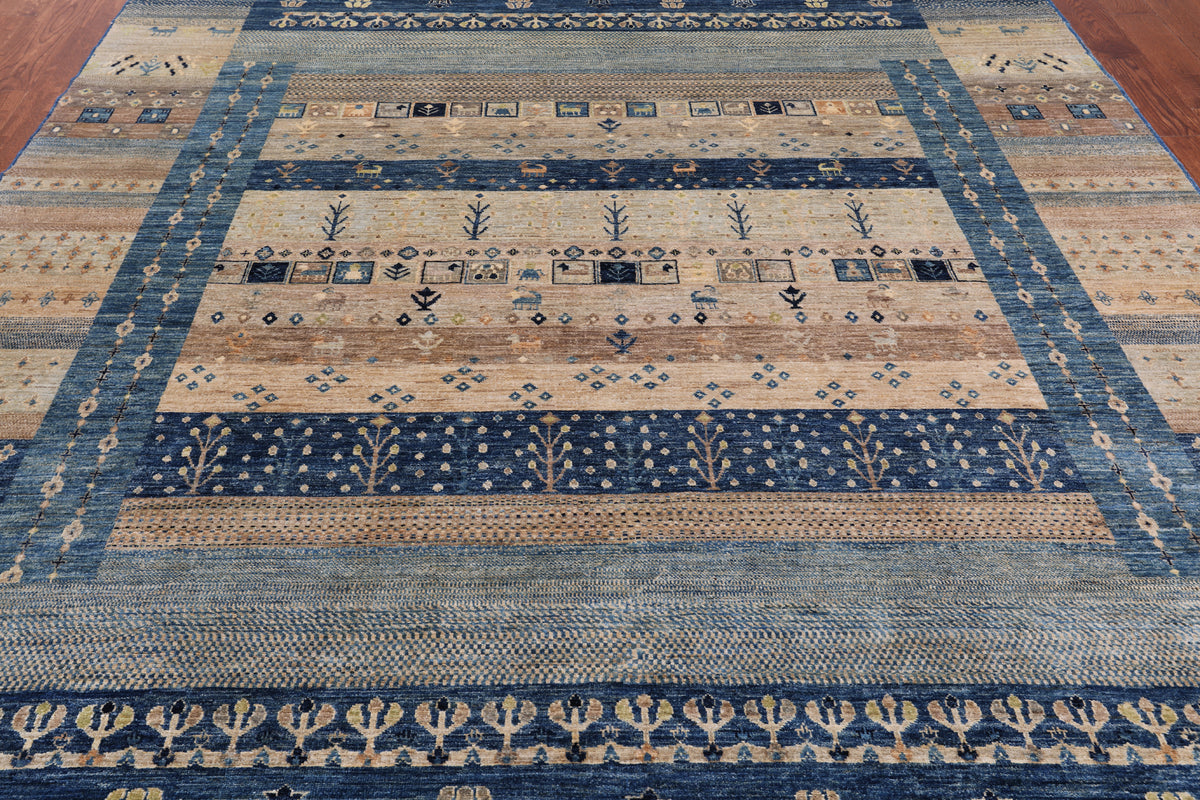 Tribal Persian Gabbeh Hand Knotted Wool Rug - 8' 10" X 11' 9"