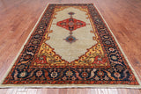 Ivory Persian Fine Serapi Hand Knotted Wool Rug - 6' 2" X 11' 8"