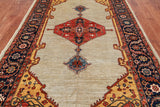Ivory Persian Fine Serapi Hand Knotted Wool Rug - 6' 2" X 11' 8"